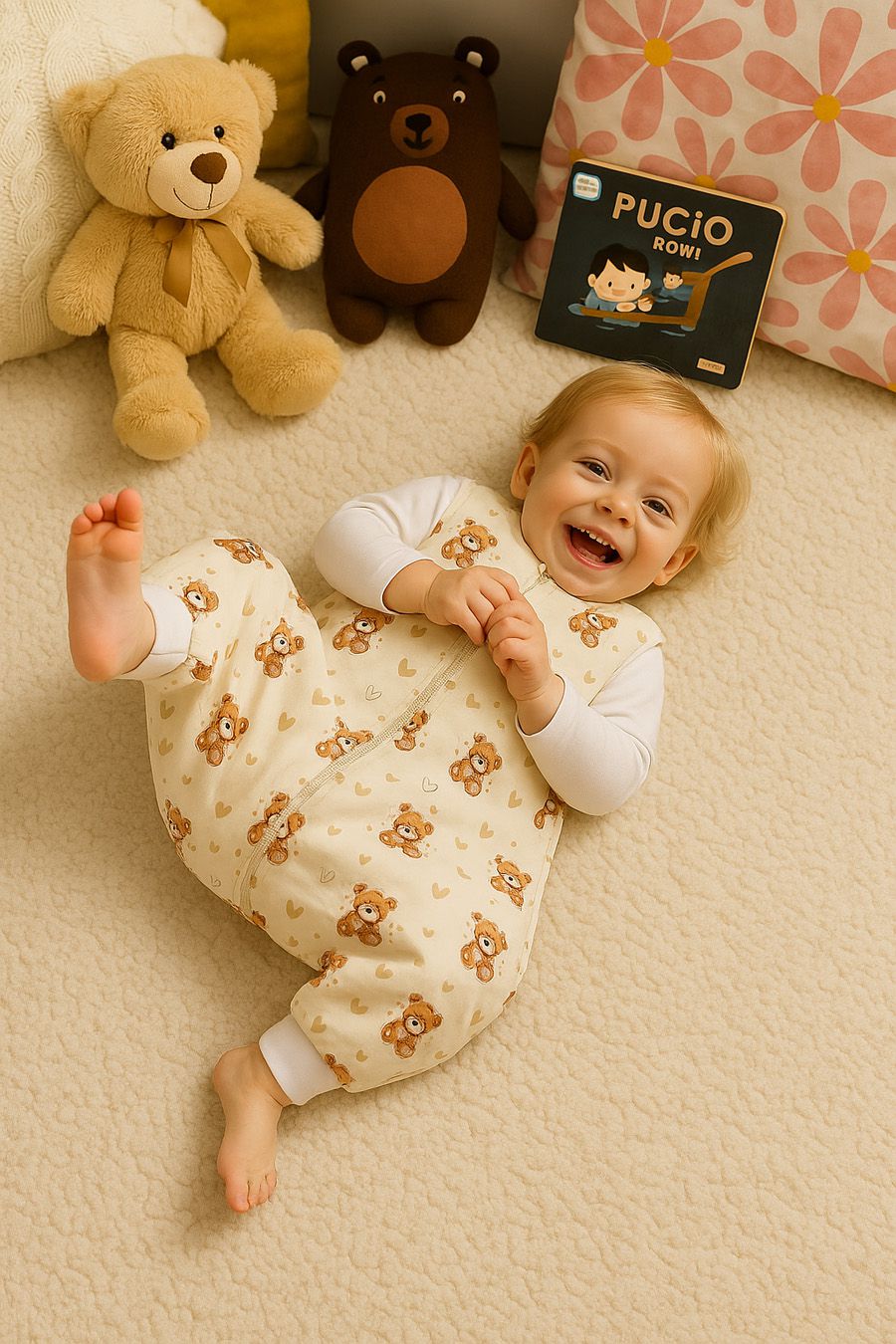 Cotton Baby Sleeping Bag  with legs Warm and Cozy L 9-24 months TOG 2.5 - teddy love