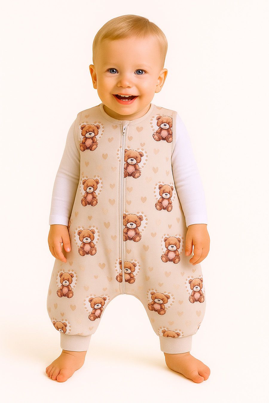 Cotton Baby Sleeping Bag  with legs Warm and Cozy L 9-24 months TOG 2.5 - teddy love