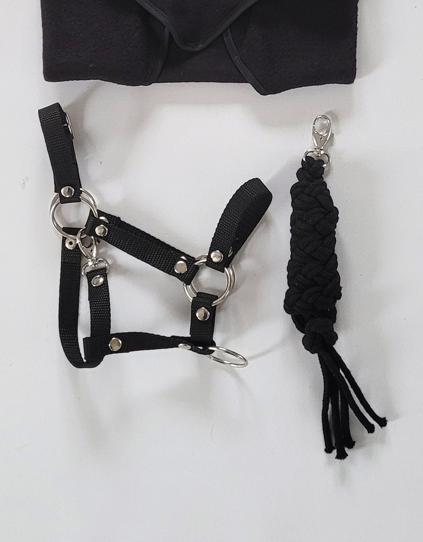 Set for Hobby Horse: the halter A3 + Tether made of cord - black