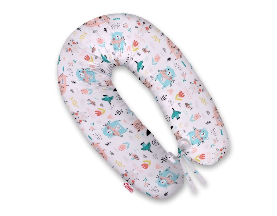 Cotton  pillowcase for pregnancy pillow Longer - Blue teddy bears