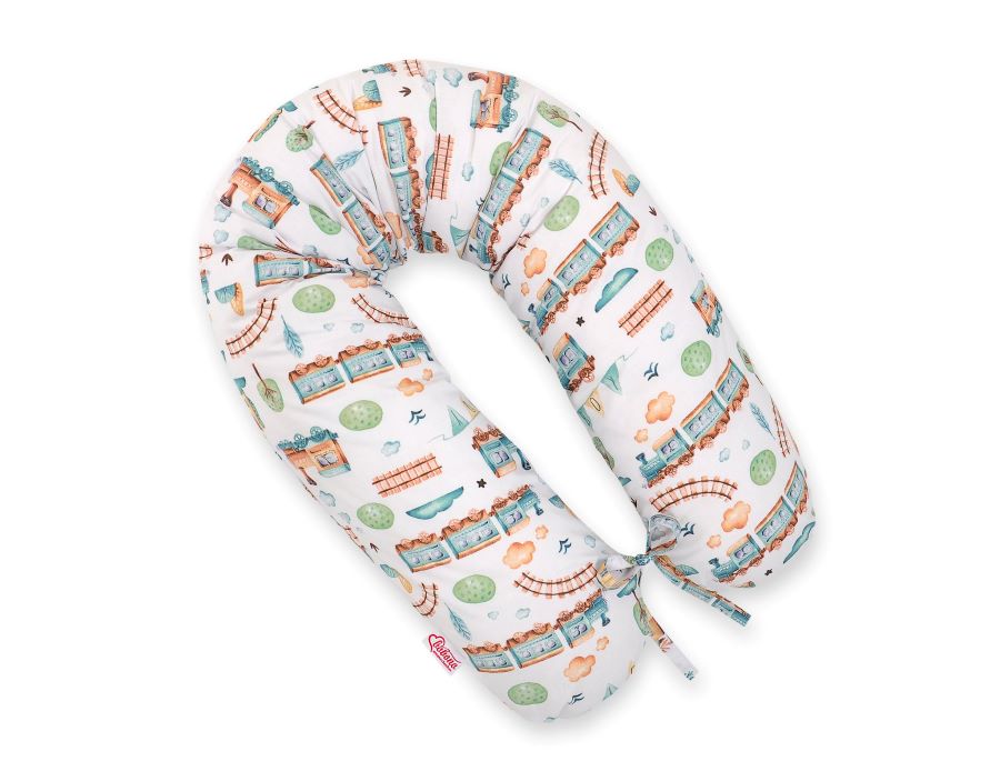 Cotton  pillowcase for pregnancy pillow Longer - Turquoise train