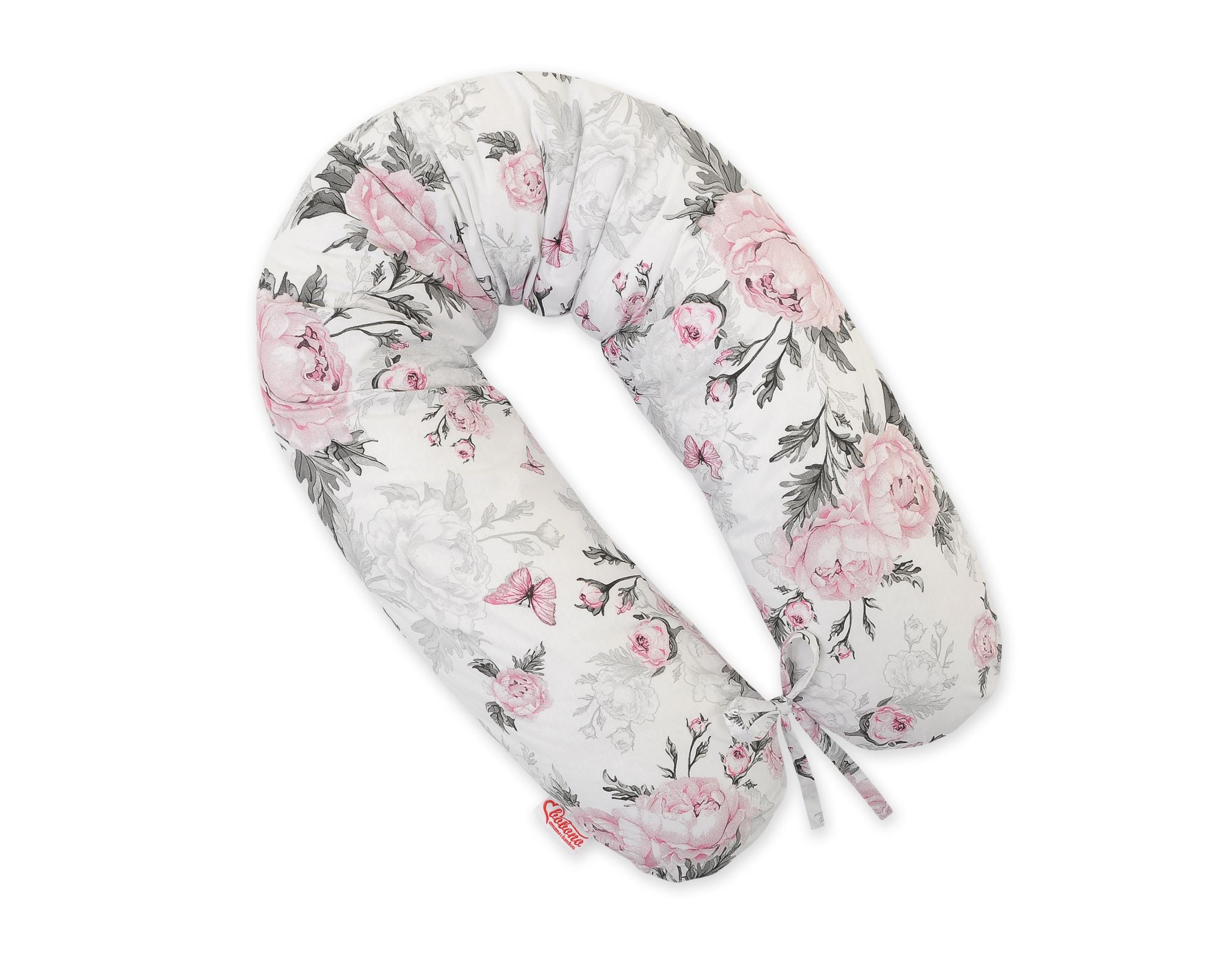 Cotton  pillowcase for pregnancy pillow Longer - Romantic peonies