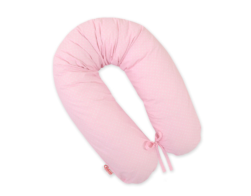 Cotton  pillowcase for pregnancy pillow Longer - Dots on pink