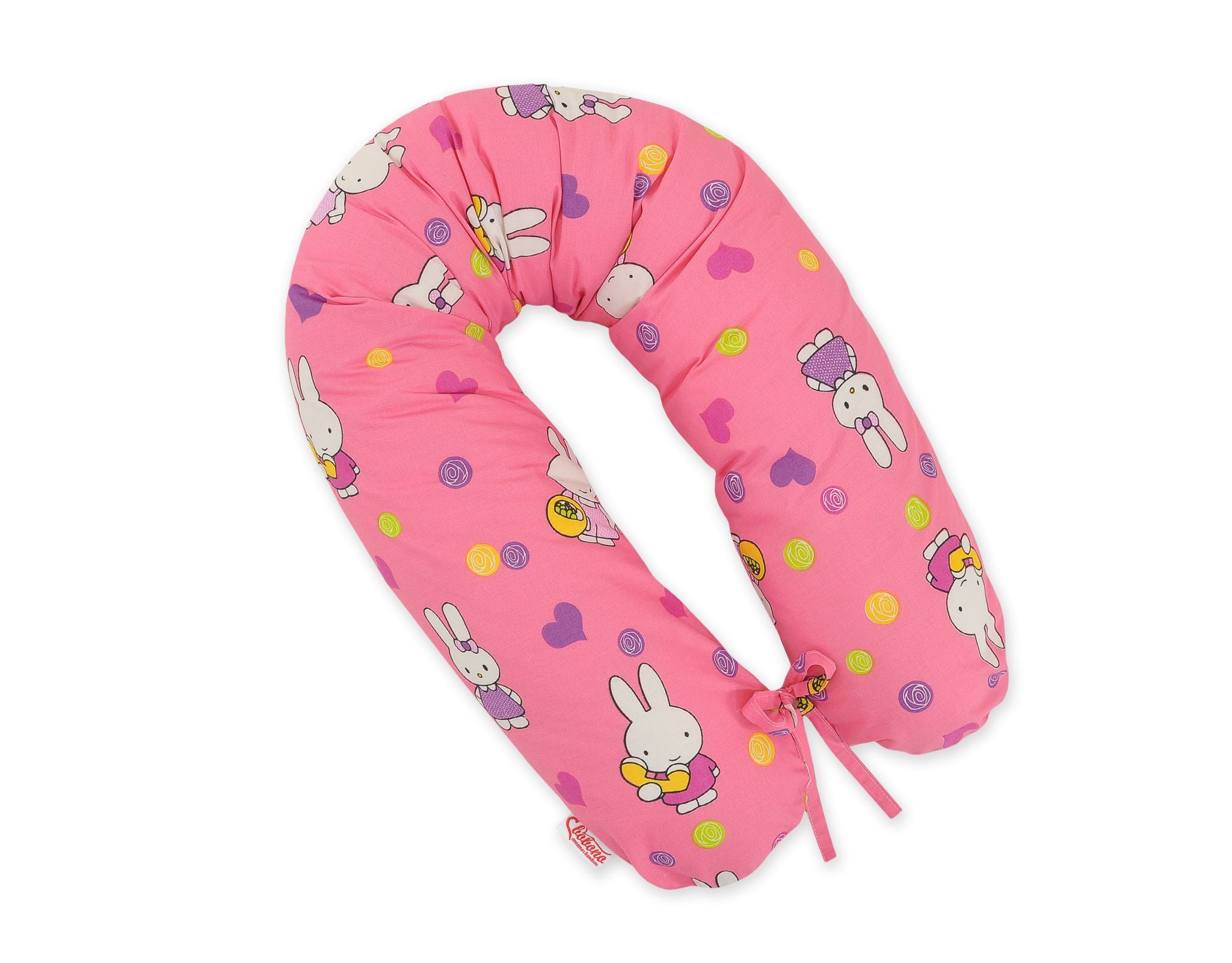Cotton  pillowcase for pregnancy pillow Longer - Hallo rabbit pink