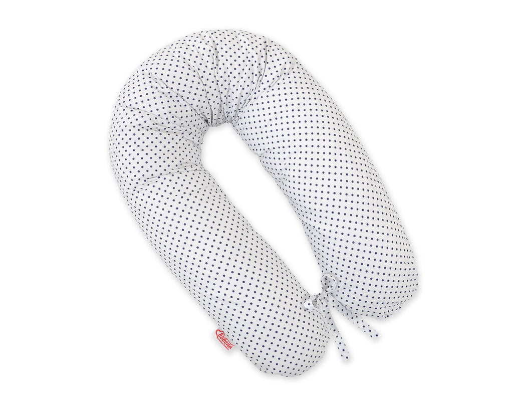 Cotton  pillowcase for pregnancy pillow Longer - Navy blue dots