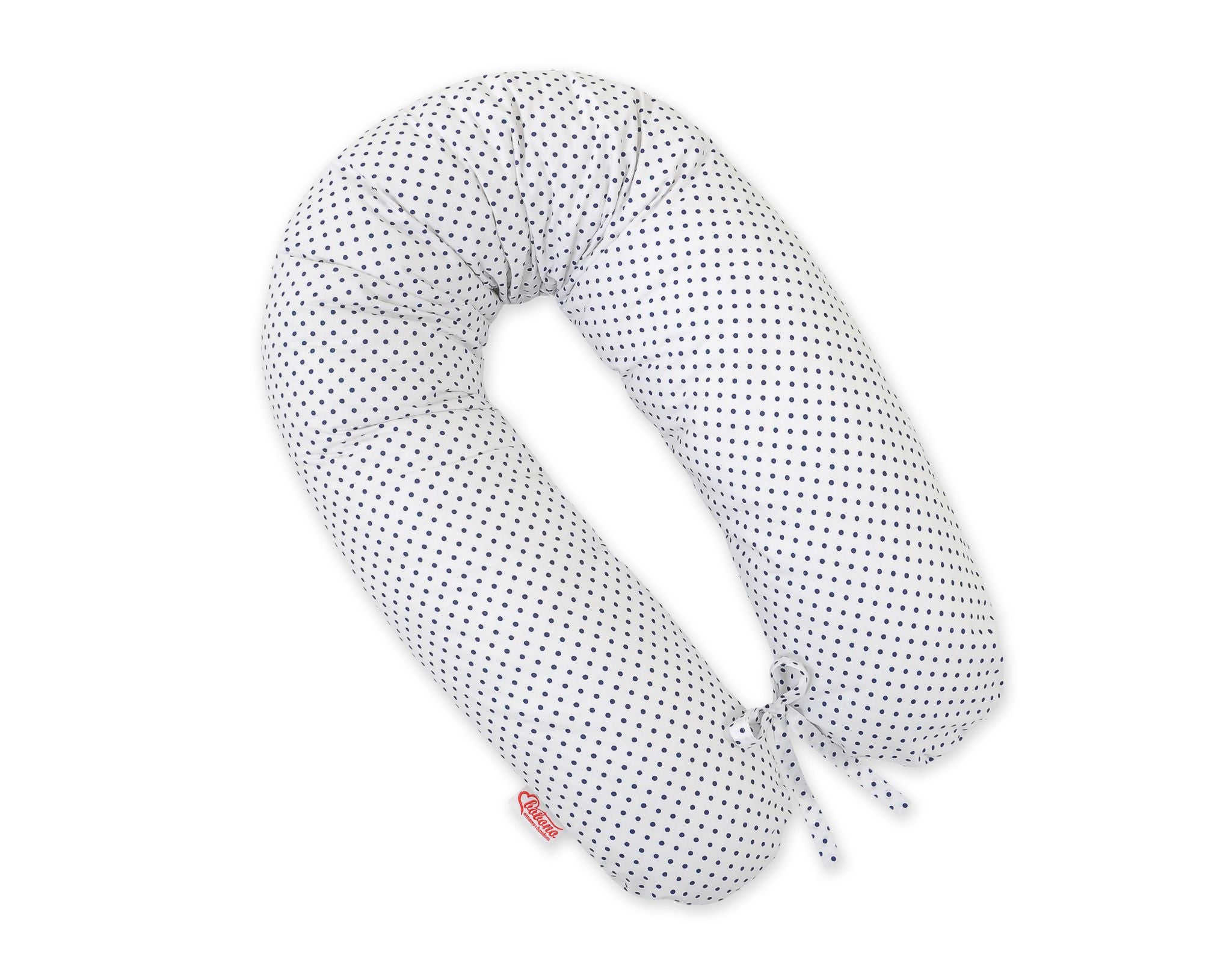 Cotton  pillowcase for pregnancy pillow Longer - Navy blue dots