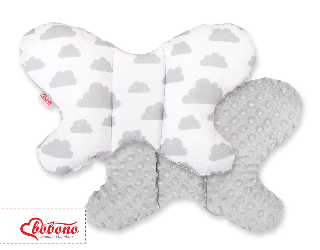 Double-sided anti shock cushion \"BUTTERFLY\" - clouds gray/gray