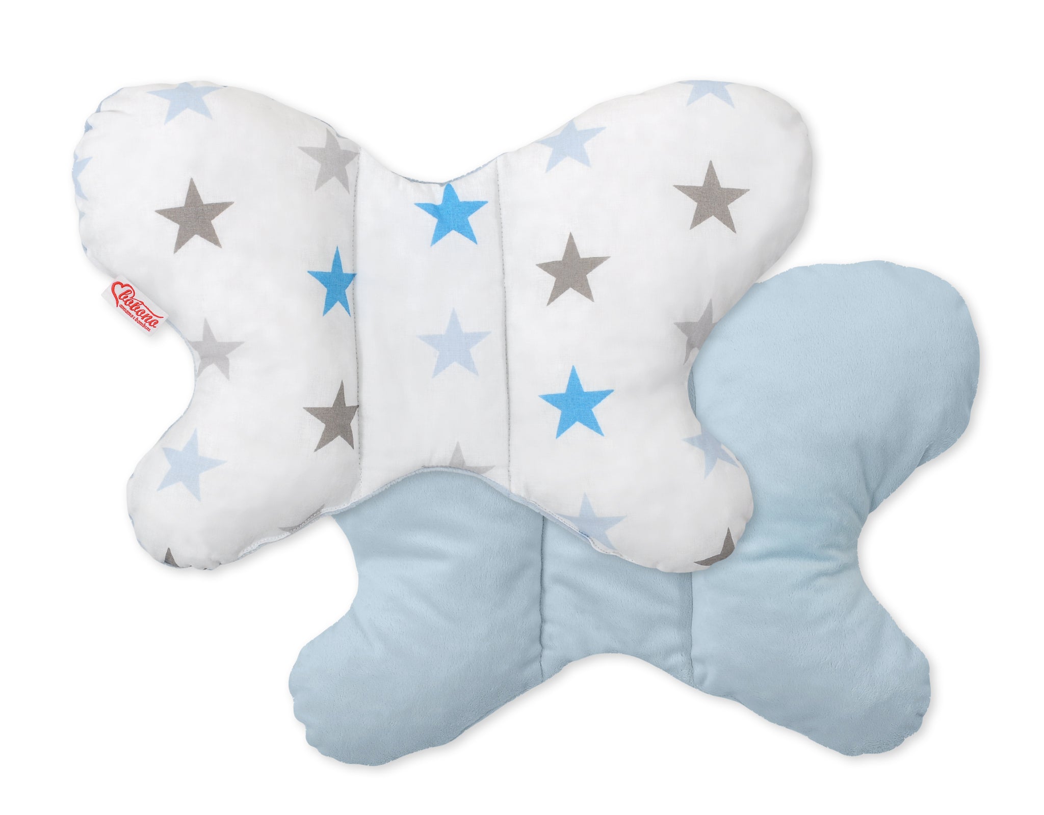 Double-sided anti shock cushion \"BUTTERFLY\" -  gray -blue stars