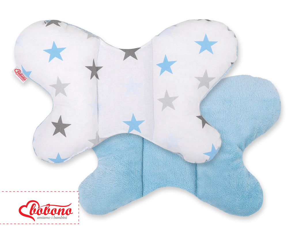 Double-sided anti shock cushion \"BUTTERFLY\" -  grey-blue stars/blue