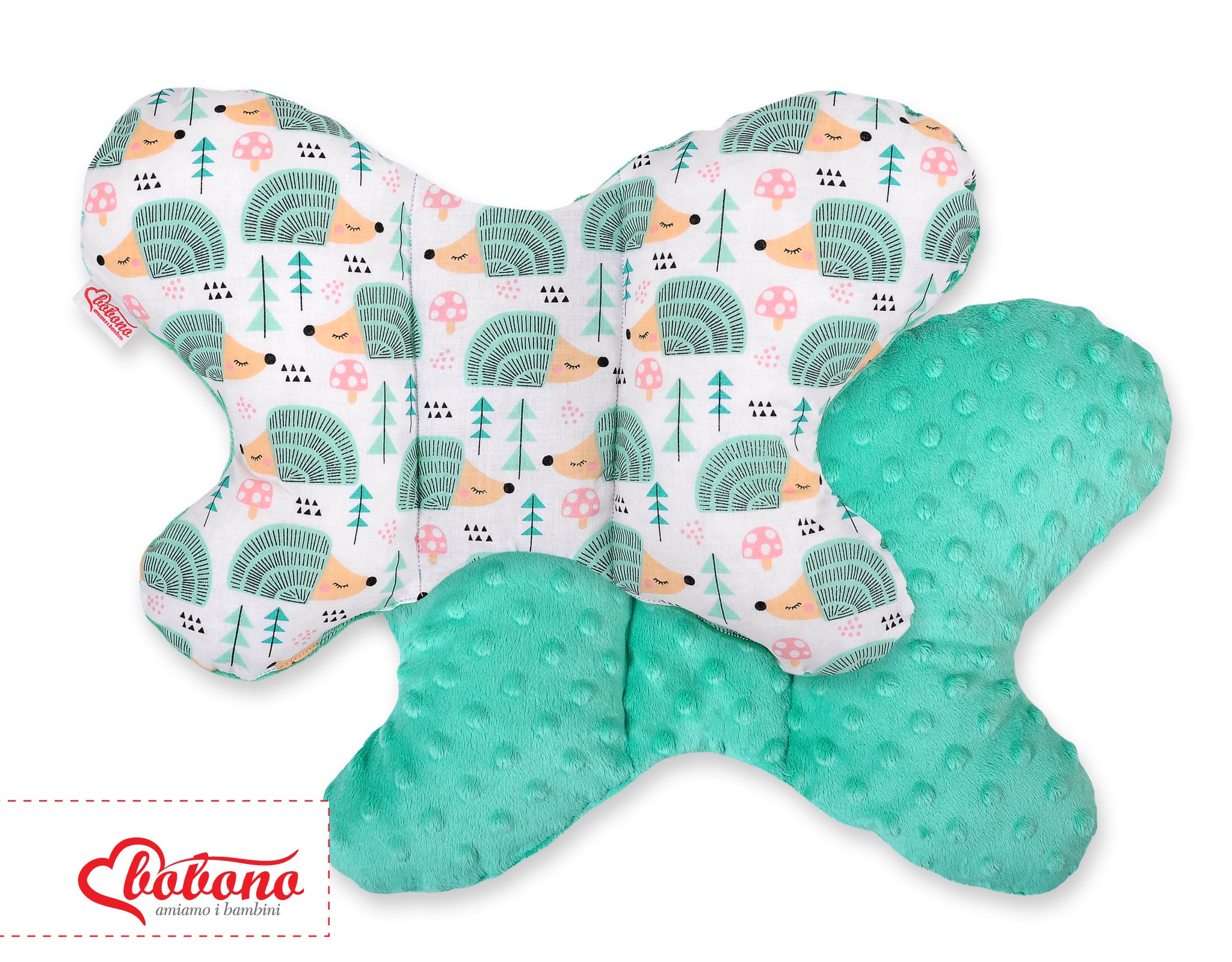 Double-sided anti shock cushion \"BUTTERFLY\" -  hedgehogs mint/mint