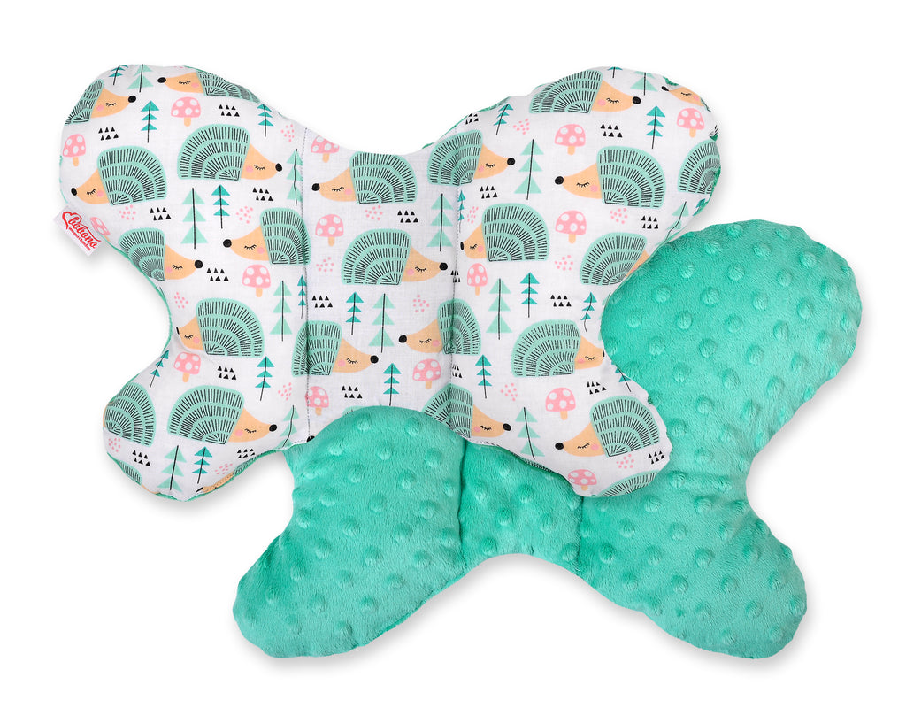 Double-sided anti shock cushion \"BUTTERFLY\" -  hedgehogs mint/mint