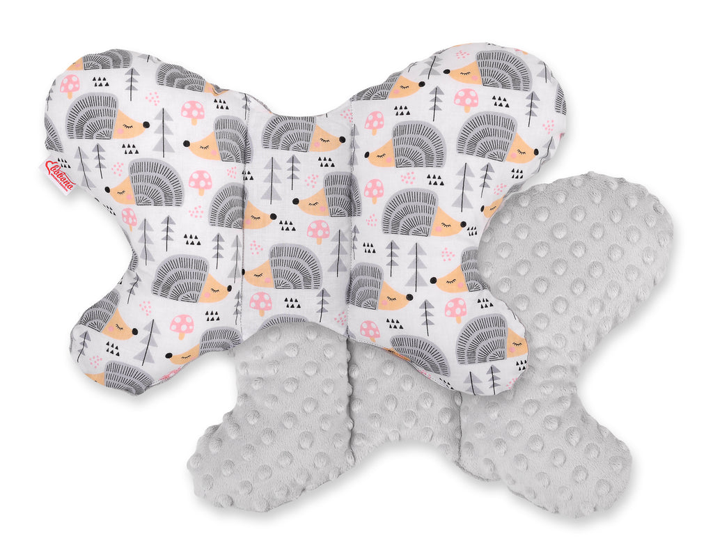 Double-sided anti shock cushion \"BUTTERFLY\" -  hedgehogs gray/gray