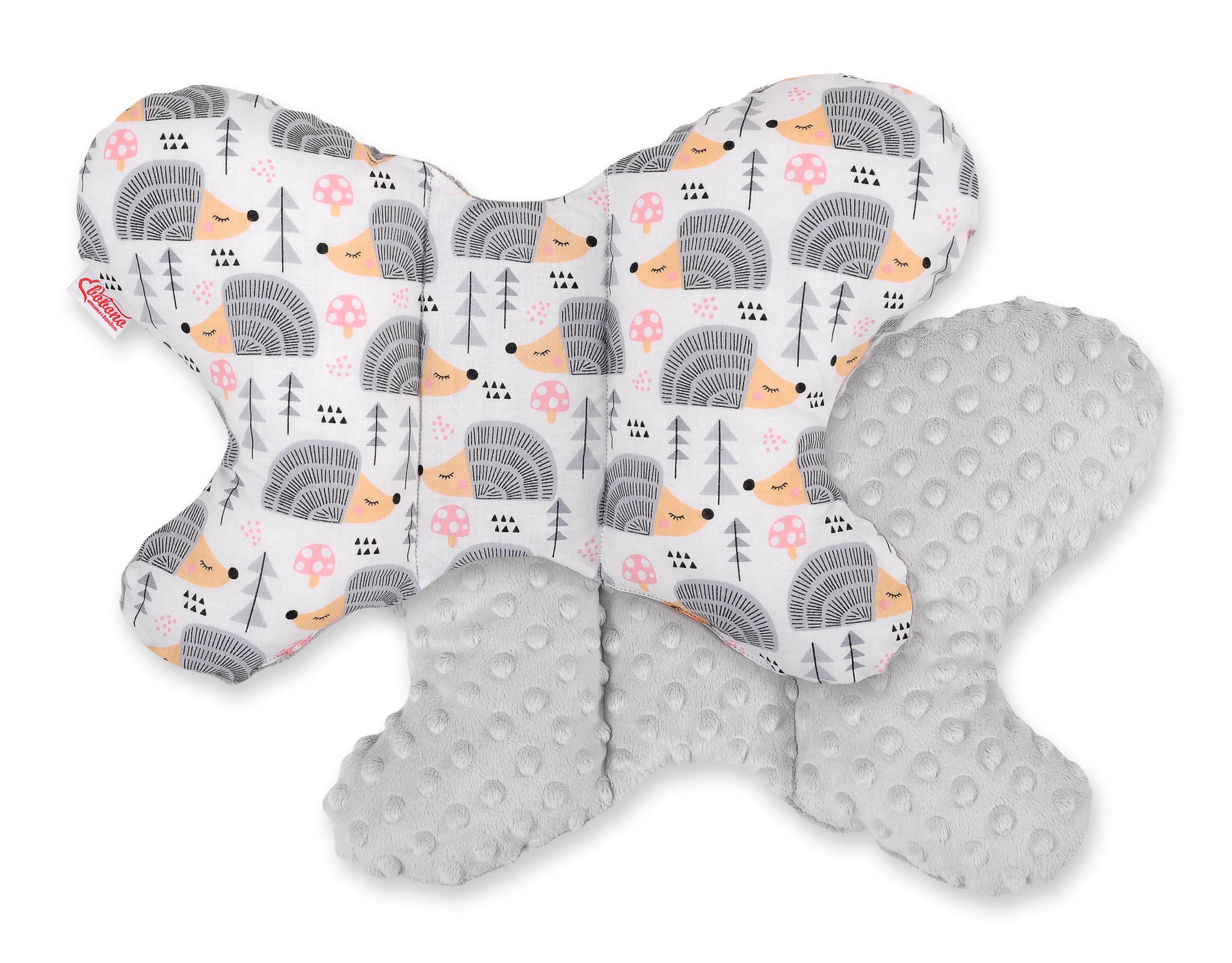 Double-sided anti shock cushion \"BUTTERFLY\" -  hedgehogs gray/gray