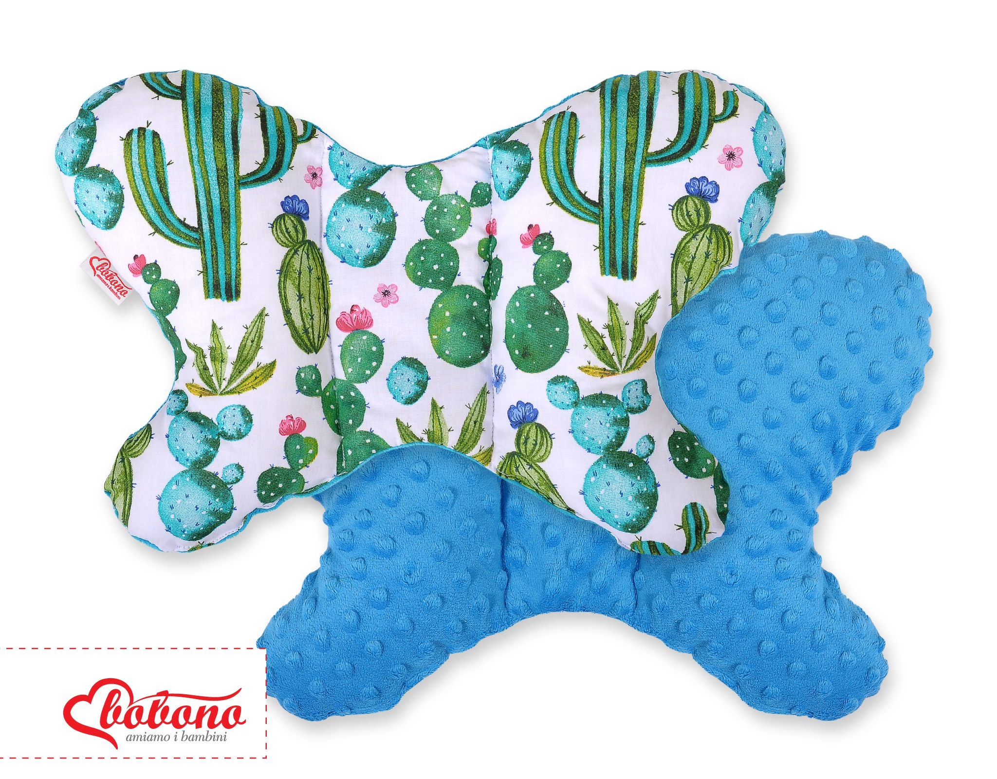 Double-sided anti shock cushion \"BUTTERFLY\" -  cactus/turquoise