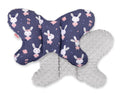 Double-sided anti shock cushion \"BUTTERFLY\" - rabbits navy blue/gray