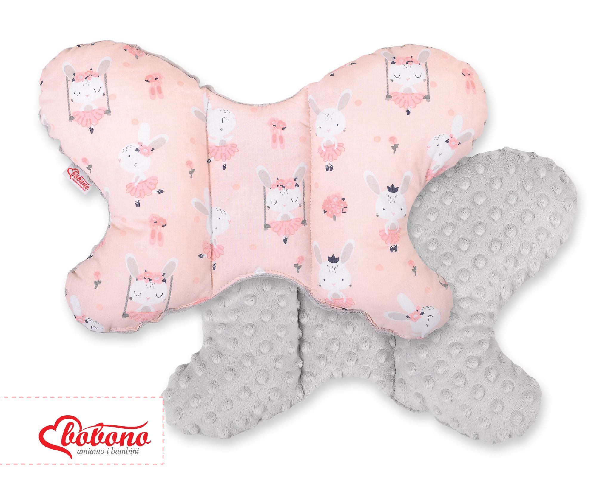 Double-sided anti shock cushion \"BUTTERFLY\" -  ballerinas pink/gray