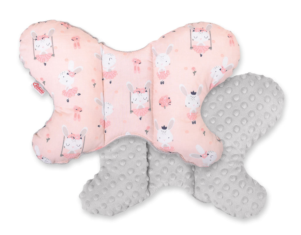 Double-sided anti shock cushion \"BUTTERFLY\" -  ballerinas pink/gray