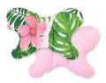 Double-sided anti shock cushion \"BUTTERFLY\"- tropical flowers/pink