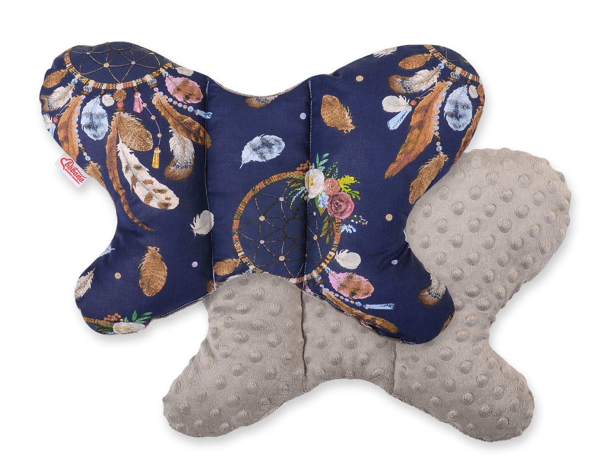 Double-sided anti shock cushion \"BUTTERFLY\" - dream catchers dark blue/gray brown