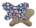 Double-sided anti shock cushion \"BUTTERFLY\" -  fox family on blue/brown