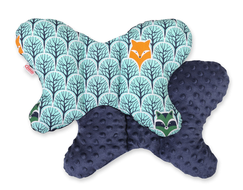 Double-sided anti shock cushion \"BUTTERFLY\" - mint forest/dark blue