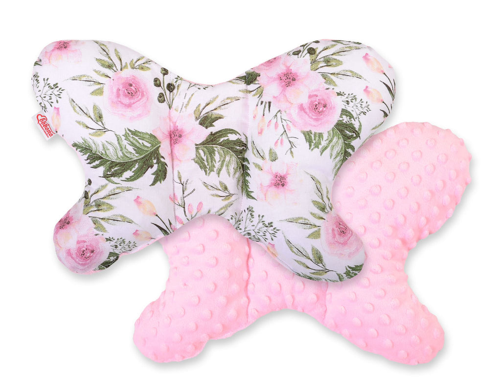 Double-sided anti shock cushion \"BUTTERFLY\" - peony flower pink/pink