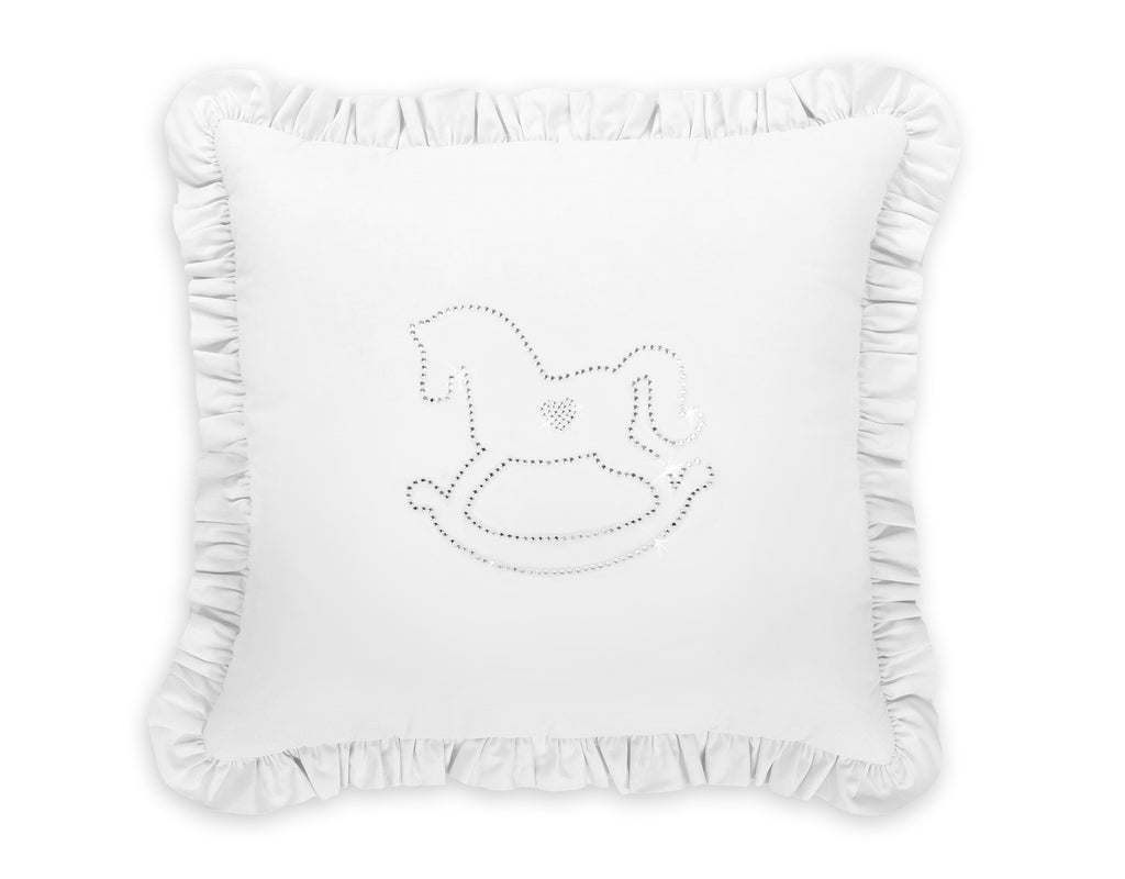 Decorative pillow with application - white