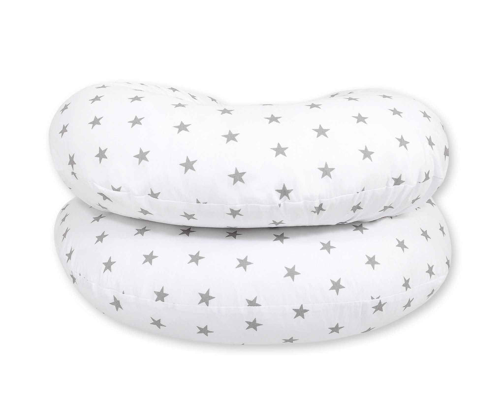 Cotton  pillowcase for pregnancy Pillow C - white with grey stars