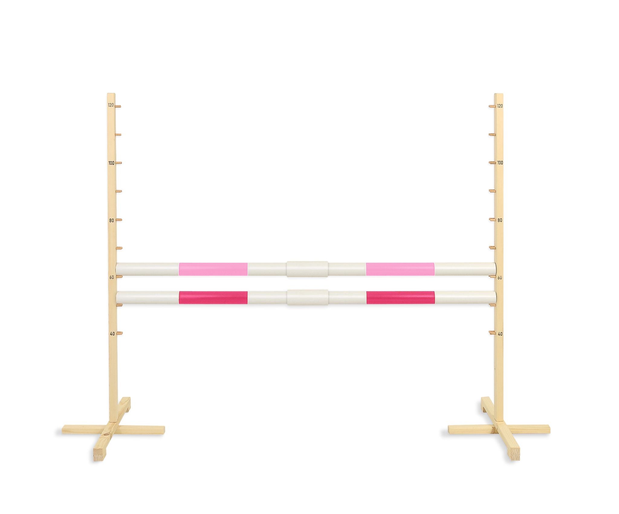 Jumping obstacle for Hobby Horse 160 cm, h-120 cm, with two bars - light pink and pink