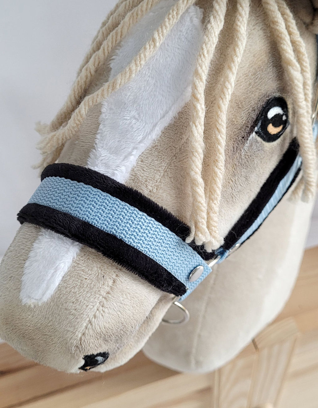The adjustable halter for Hobby Horse A3 - light blue with black furry