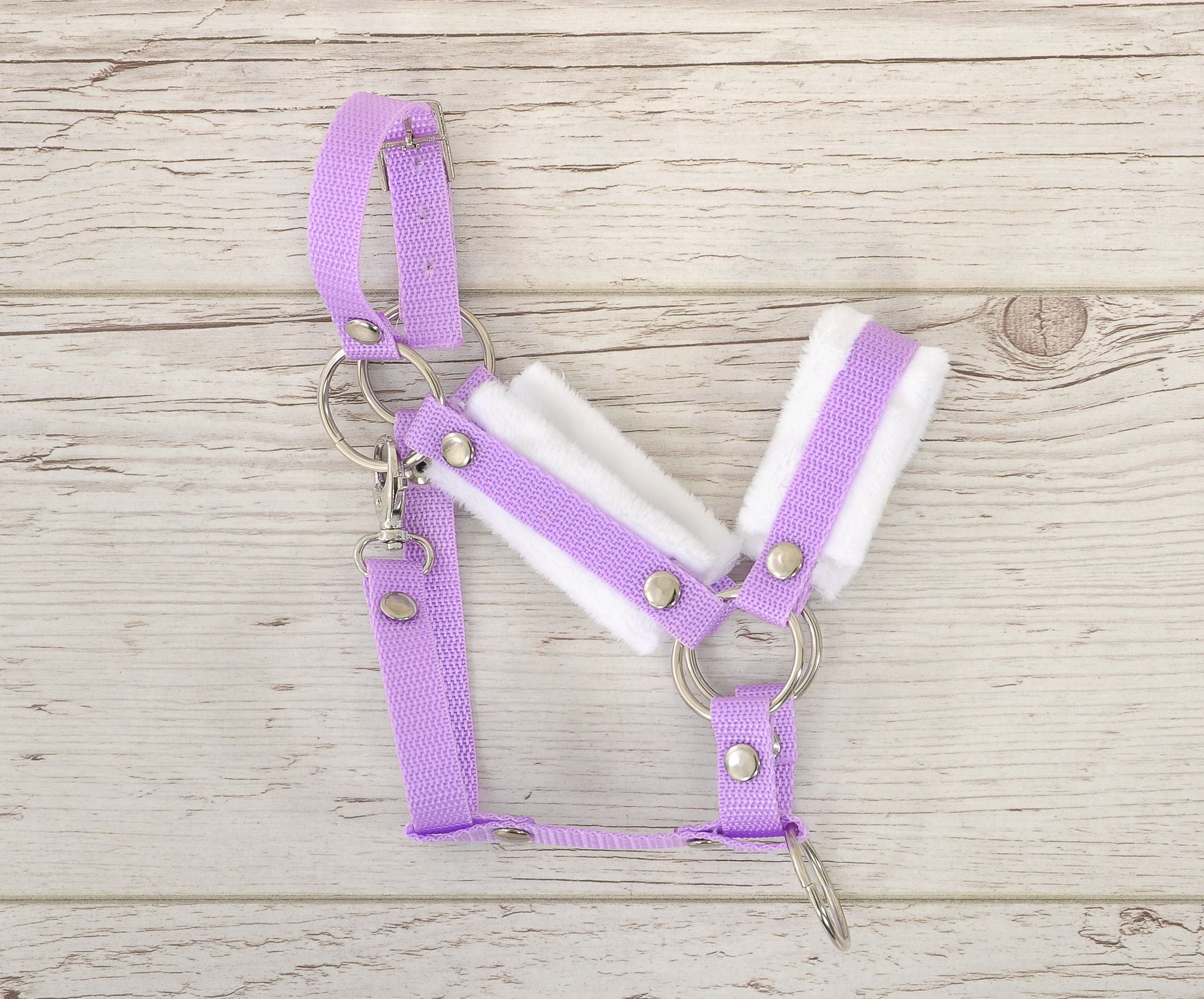 The adjustable halter for Hobby Horse A3 - purple with white furry