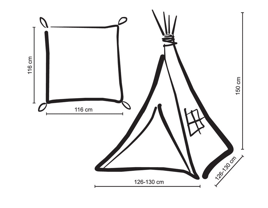 Teepee tent for kids +play mat + decorative feathers - pastel pink