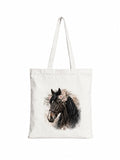 Cotton Tote Bag with Dark Bay Horse Print – 38 × 42 cm