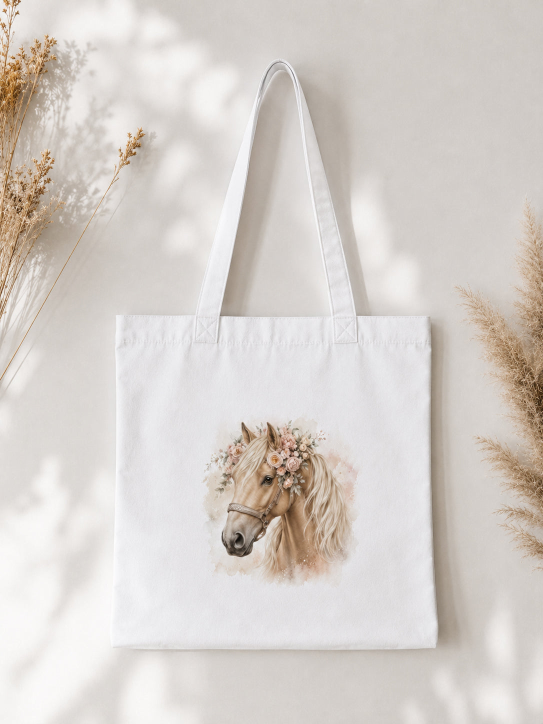 Cotton Tote Bag with Palomino Horse Print – 38 × 42 cm