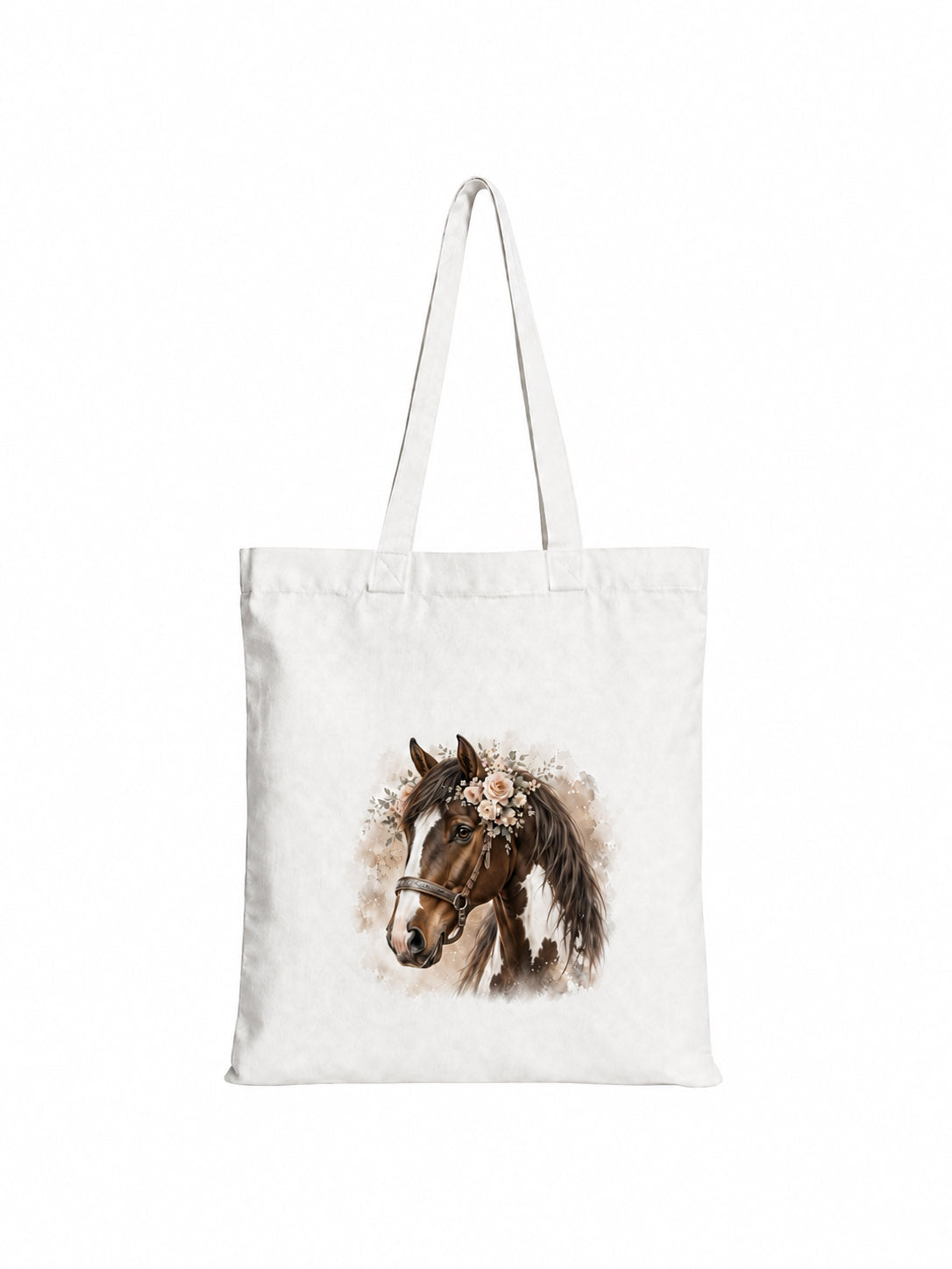 Cotton Tote Bag with Western Horse Print – 38 × 42 cm
