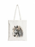 Cotton Tote Bag with Dapple Grey Horse Print – Grey Mane – 38 × 42 cm