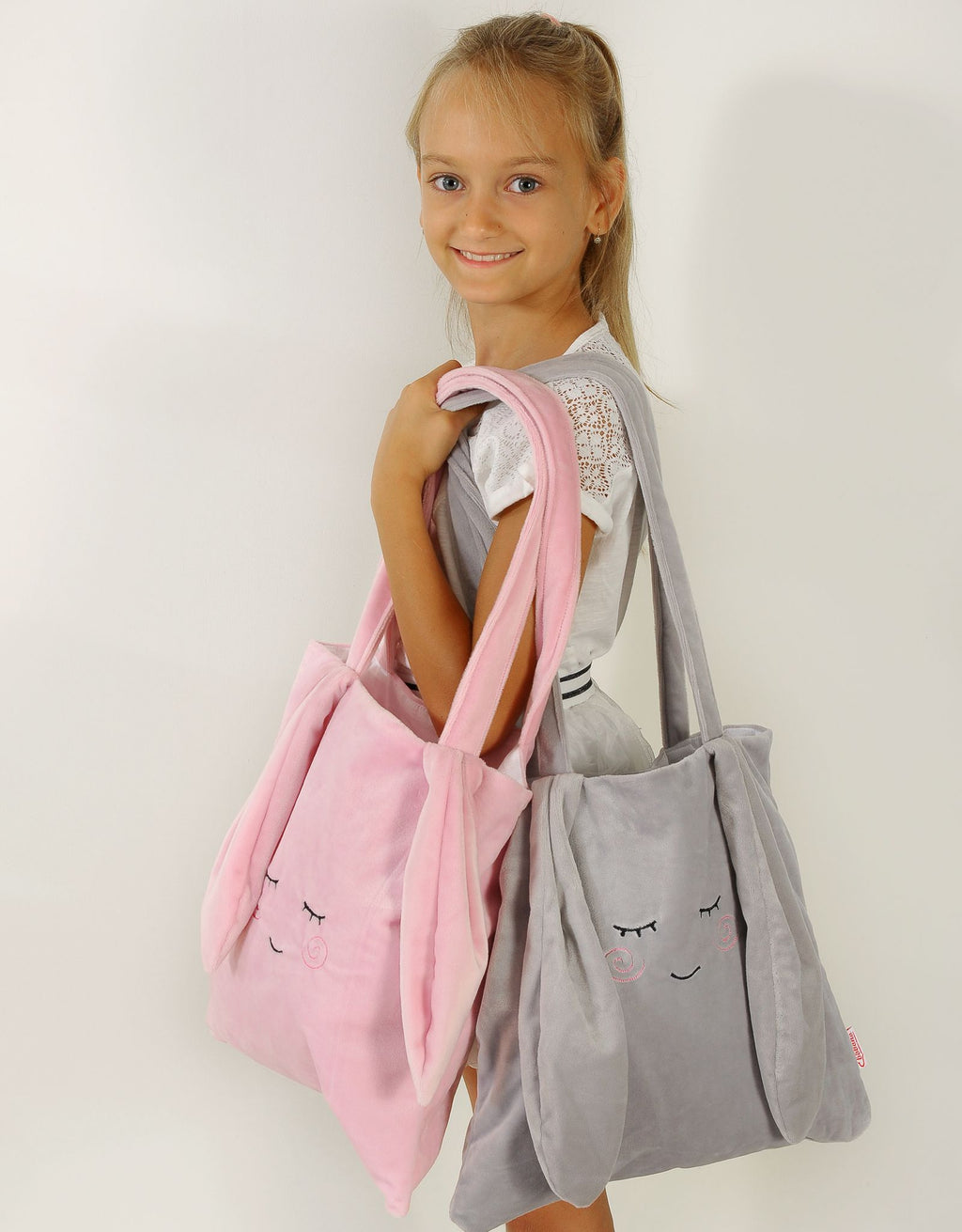 Children's shoulder bag with bunny ears - white