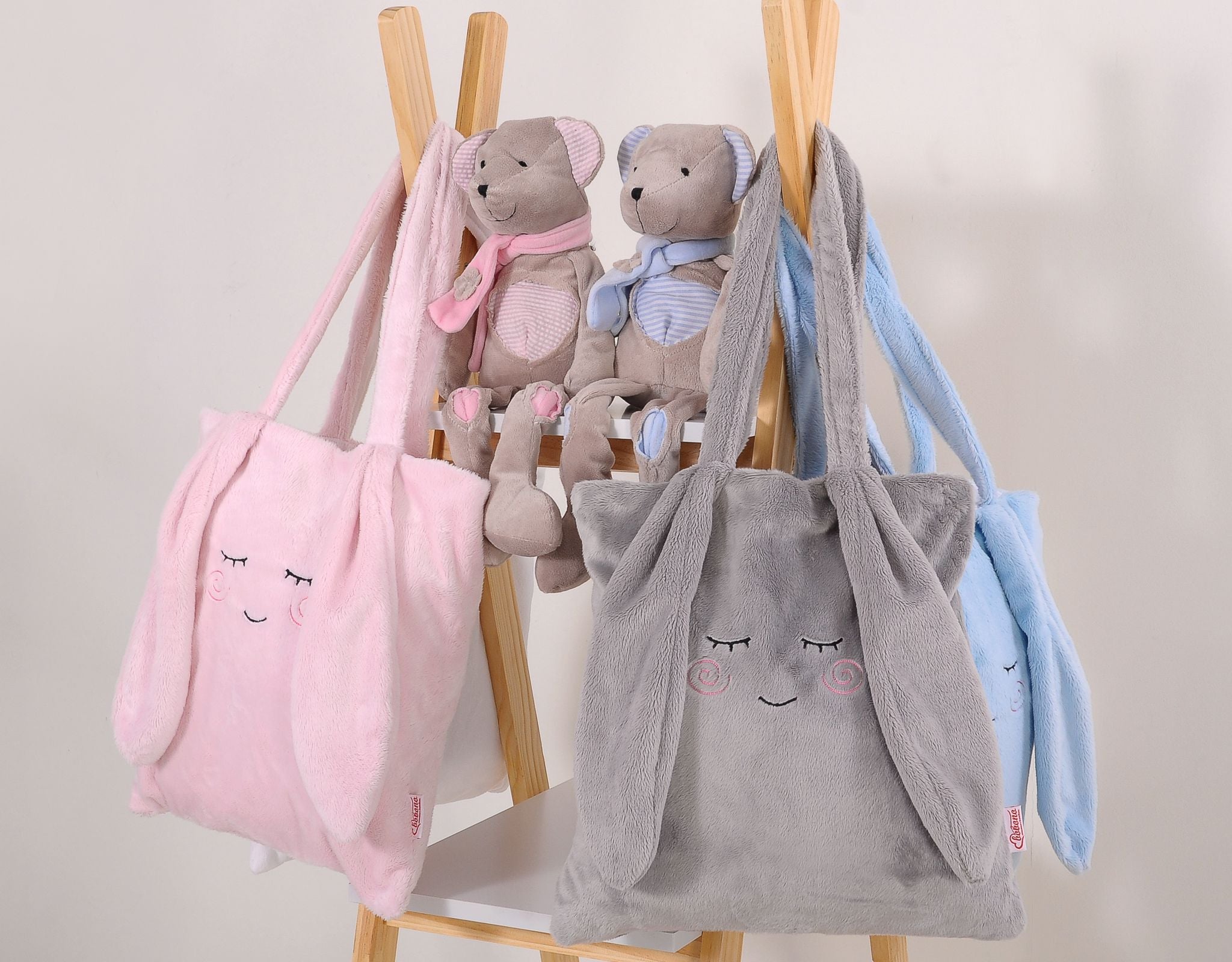 Children's shoulder bag with bunny ears - blue
