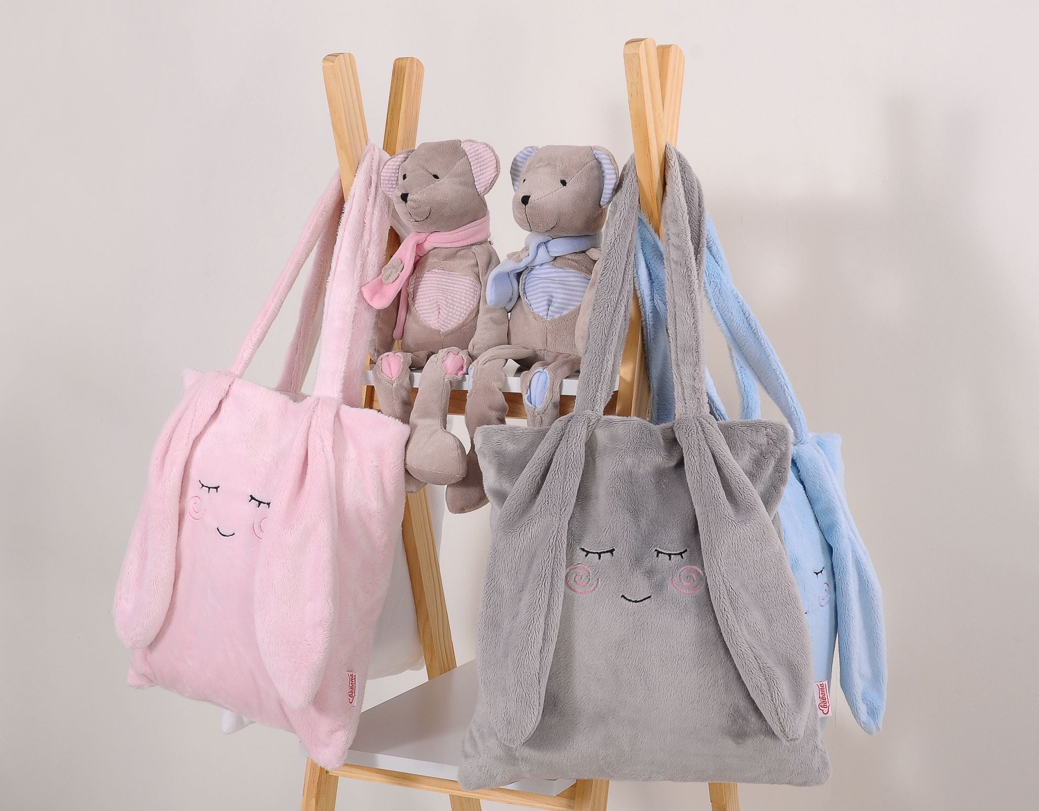 Children's shoulder bag with bunny ears - grey