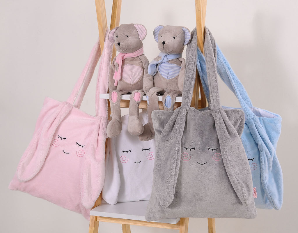 Children's shoulder bag with bunny ears - white