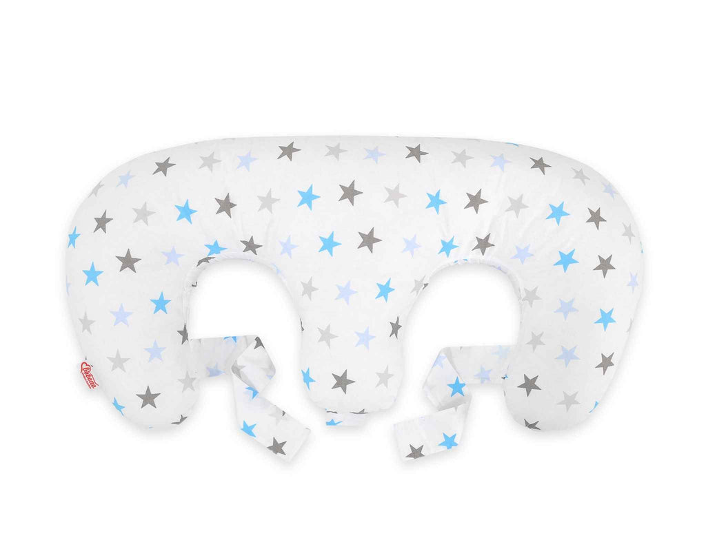 Replacement Cover for Bobono Twin Nursing Pillow – 100% Cotton - Grey-blue stars
