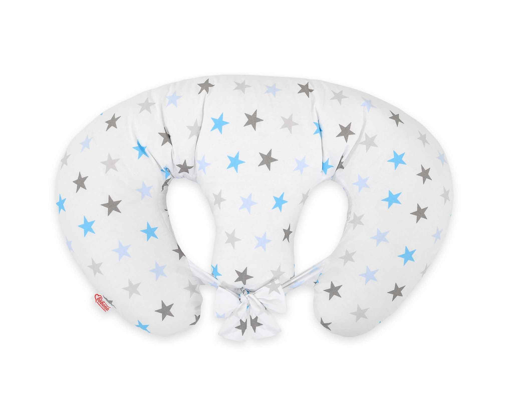 Replacement Cover for Bobono Twin Nursing Pillow – 100% Cotton - Grey-blue stars