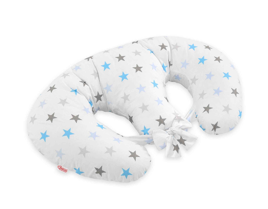 Replacement Cover for Bobono Twin Nursing Pillow – 100% Cotton - Grey-blue stars