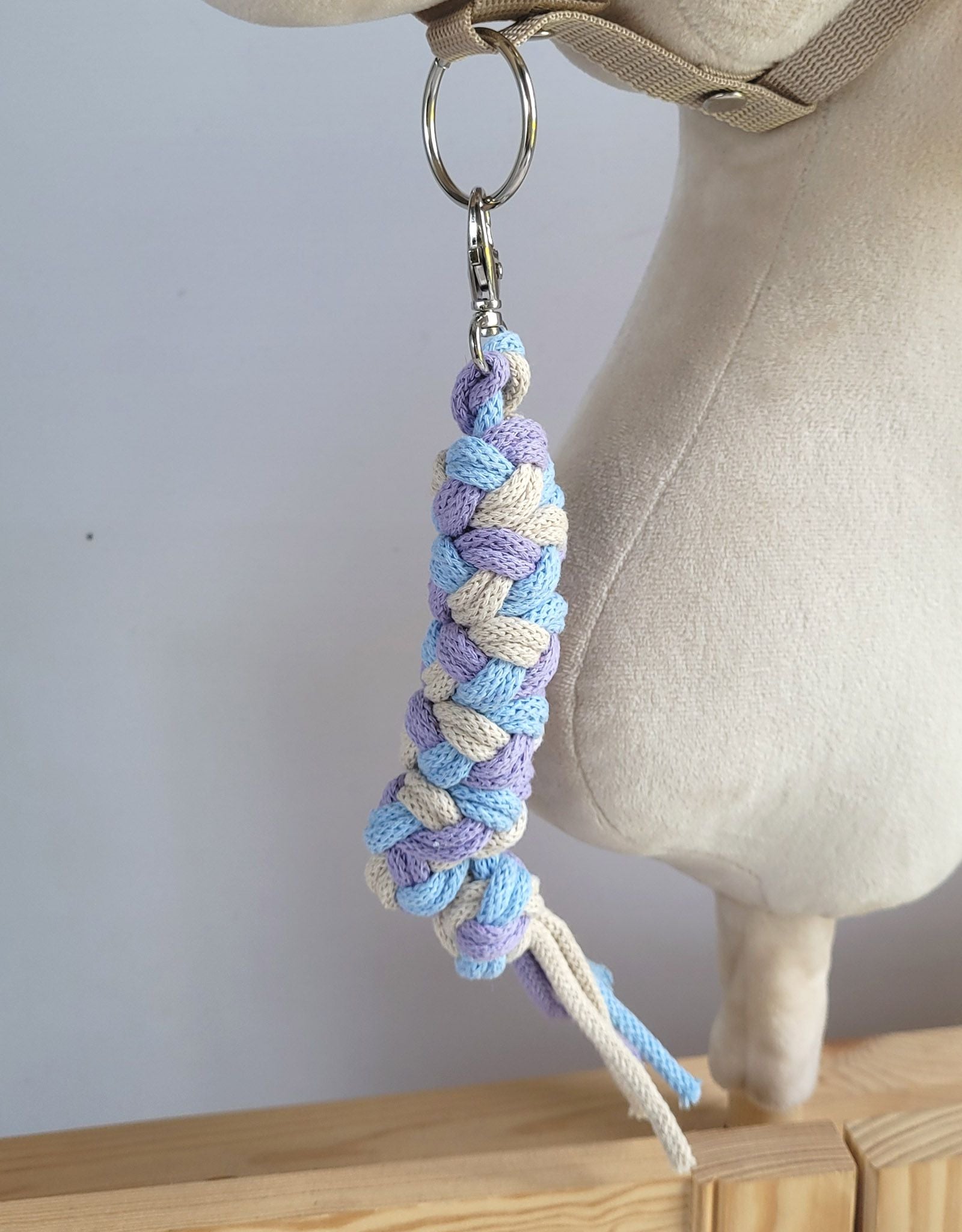 Tether for Hobby Horse made of double-twine cord - purple/blue/light beige