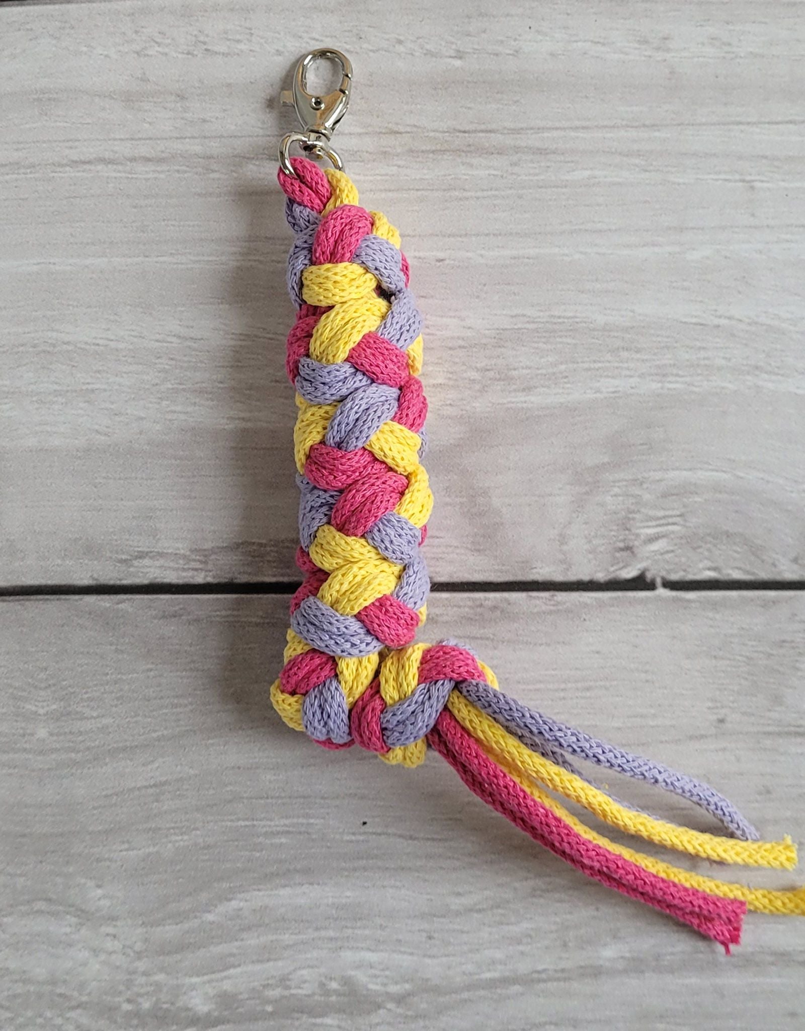 Tether for Hobby Horse made of double-twine cord - dark pink/purple/yellow