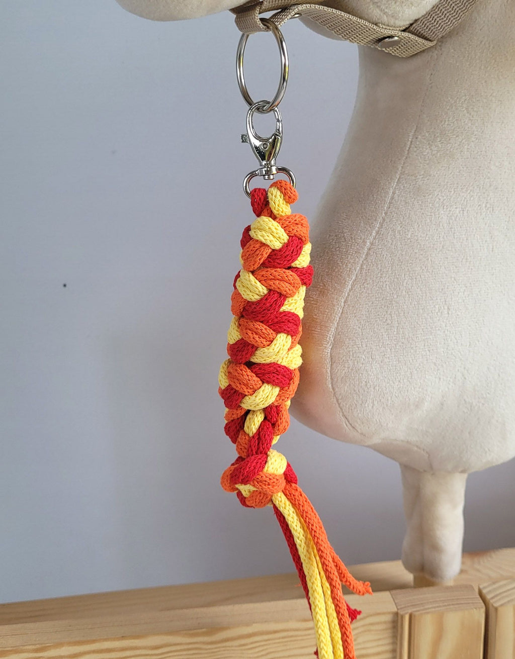 Tether for Hobby Horse made of double-twine cord - red/orange/yellow