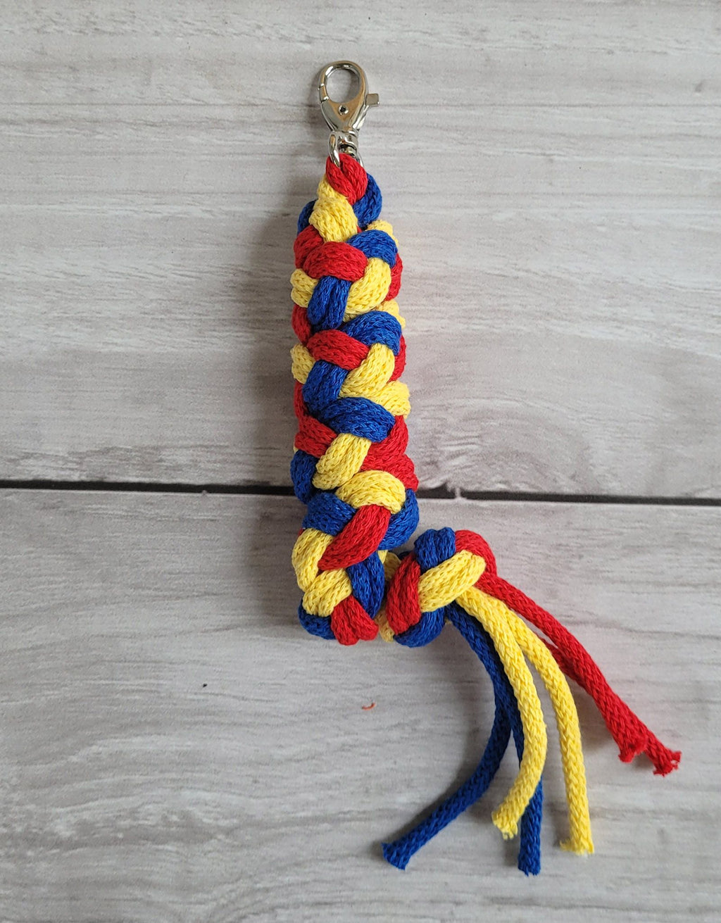 Tether for Hobby Horse made of double-twine cord - red/ cornflower/ yellow