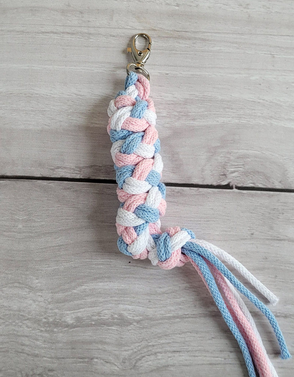 Tether for Hobby Horse made of double - blue/light pink/white