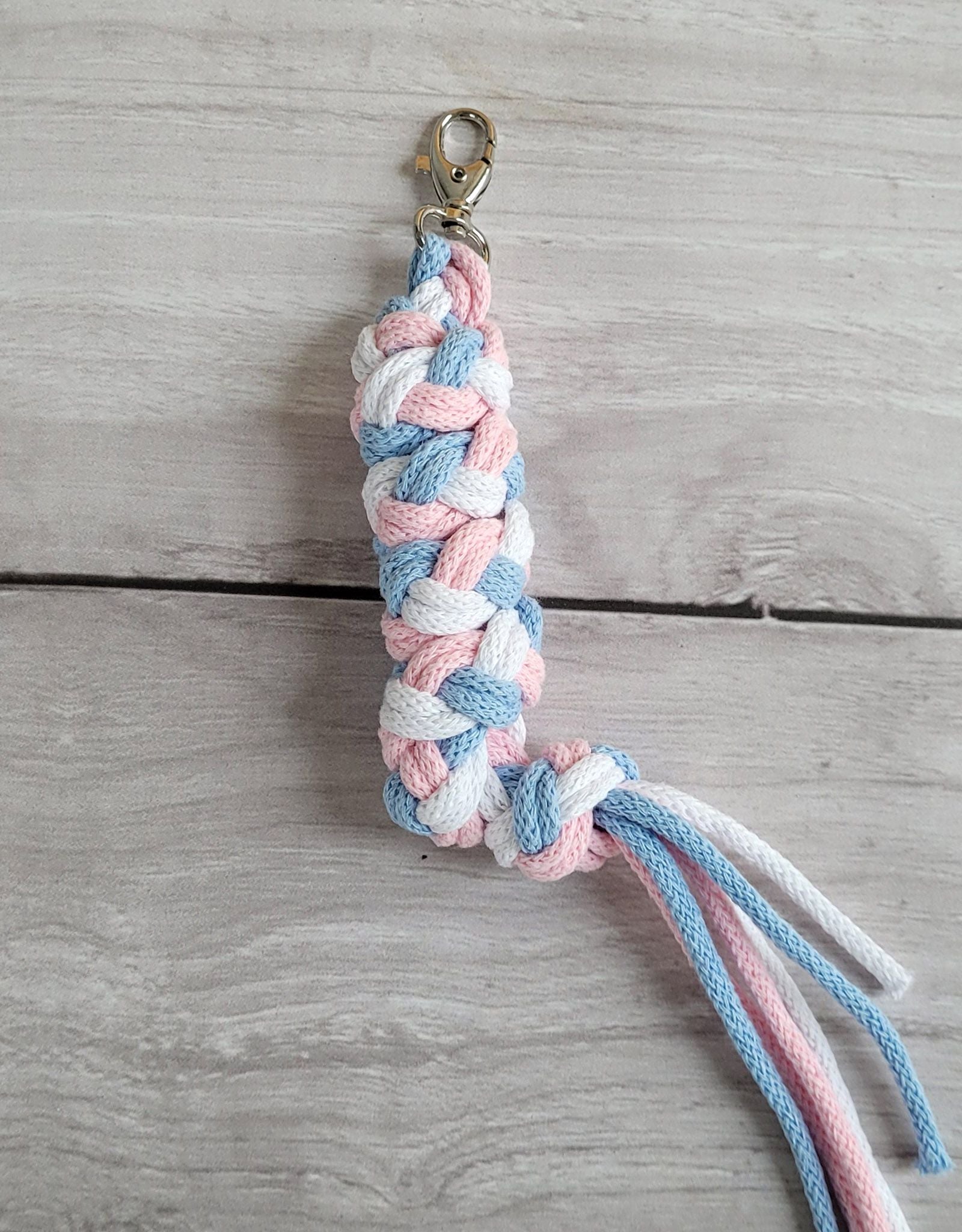 Tether for Hobby Horse made of double - blue/light pink/white