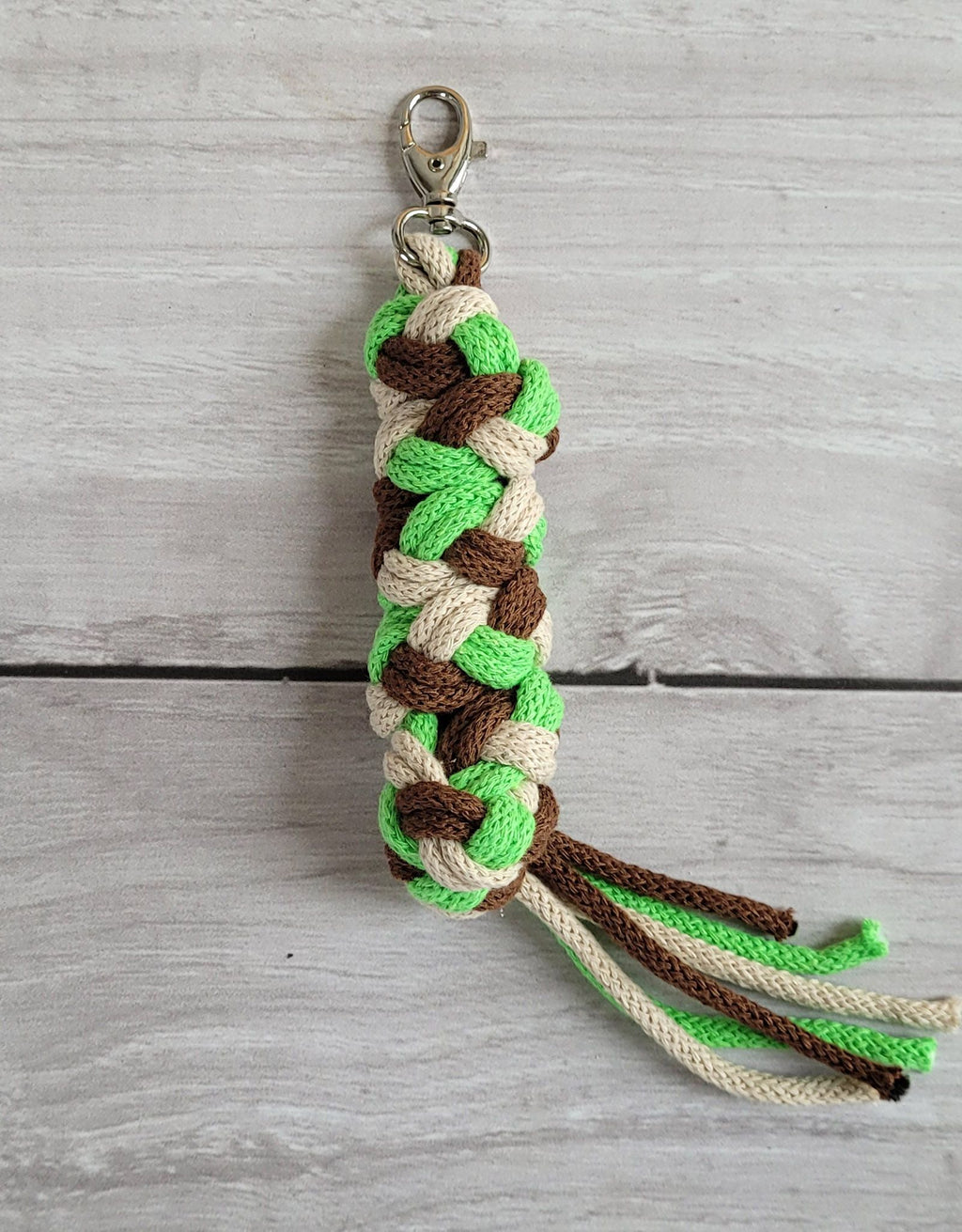 Tether for Hobby Horse made of double - hellgrün/braun/hellbeige